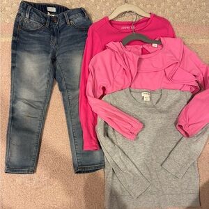 Crewcuts Pink & Gray Girls' Long-Sleeve Tops Trio